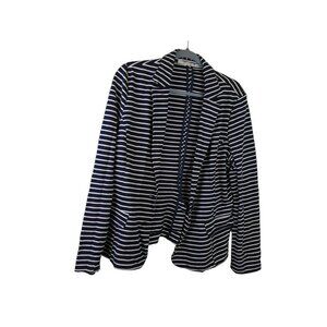 Gibsou Horizontal Stripe Knit Blazer Navy and White 100% Cotton Sz Large